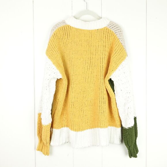 Buckle BKE Chunky Loose Knit Sweater Womens Size M Chenille Color Block Relaxed - Picture 11 of 12